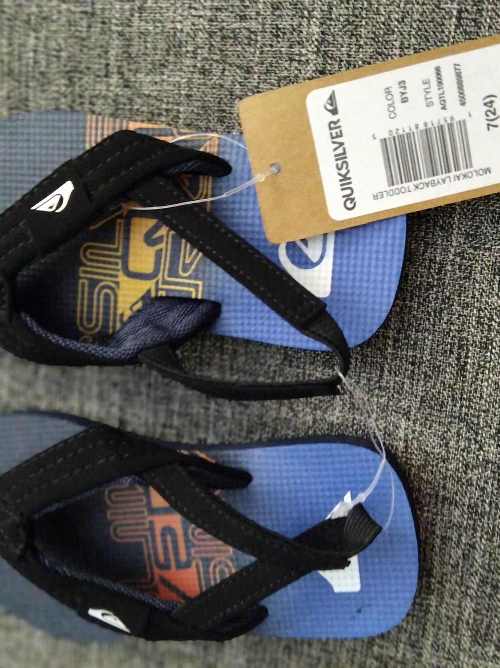 Quiksilver Kids Black and Blue Flip Flops